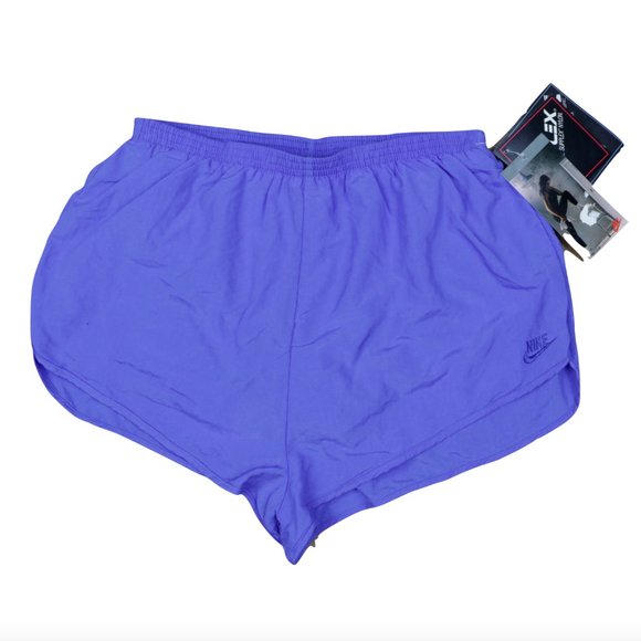 NOS Vtg 90s Nike Lined Nylon Running Shorts Blue